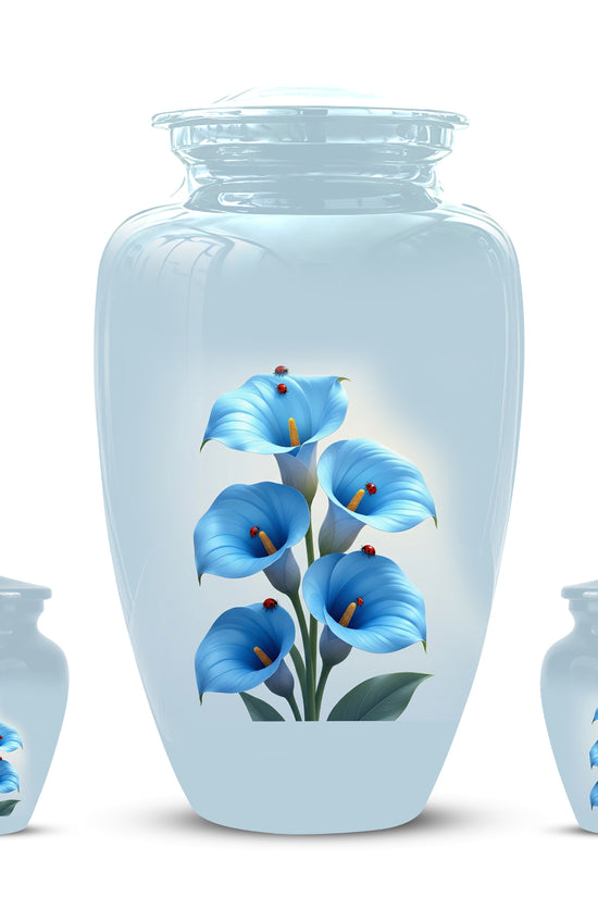 Personalized Blue Orchid Cremation Urn - Beautiful Urns For Women Ashes