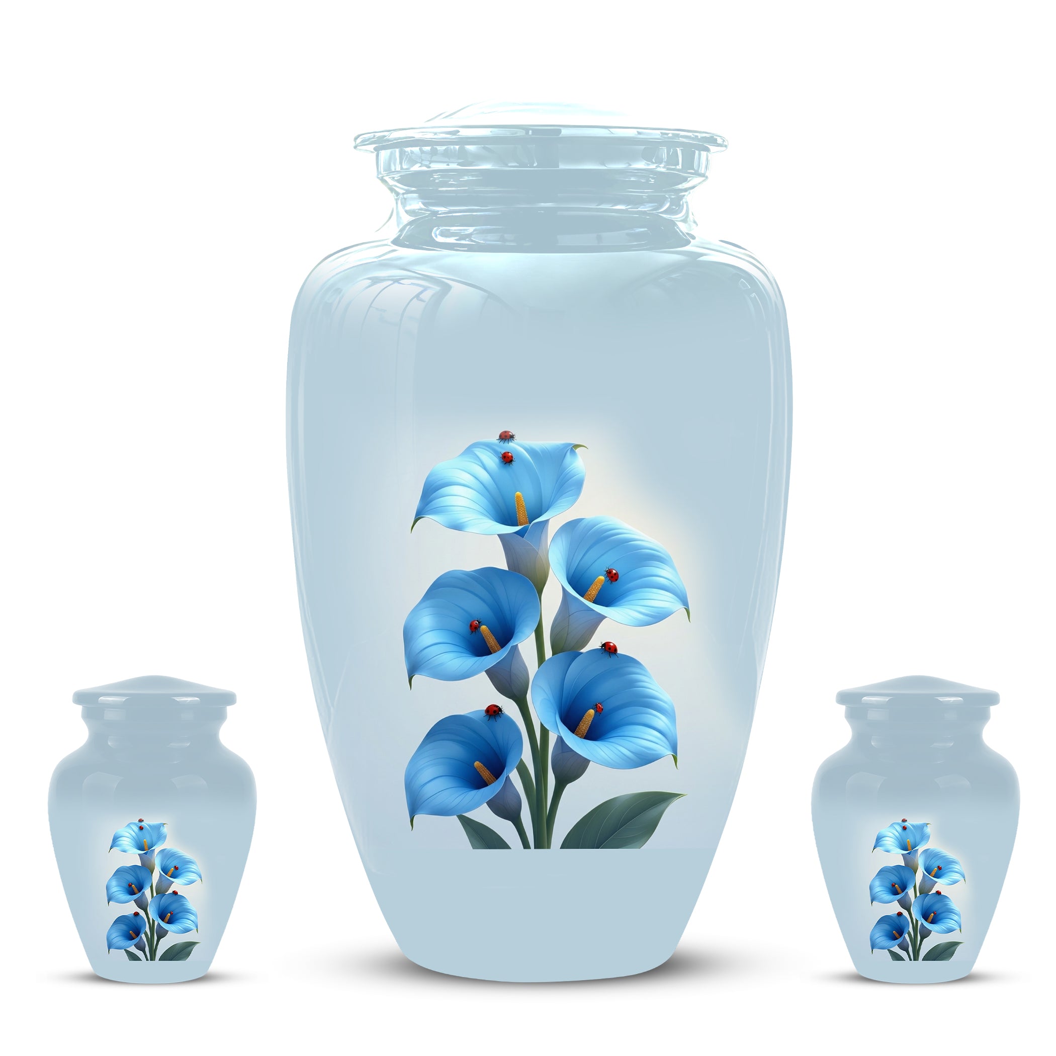 Personalized Blue Orchid Cremation Urn - Beautiful Urns For Women Ashes