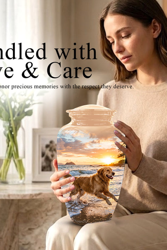 Golden Retriever Themed Urn - Personalized Memorial Urns For Pet Dog