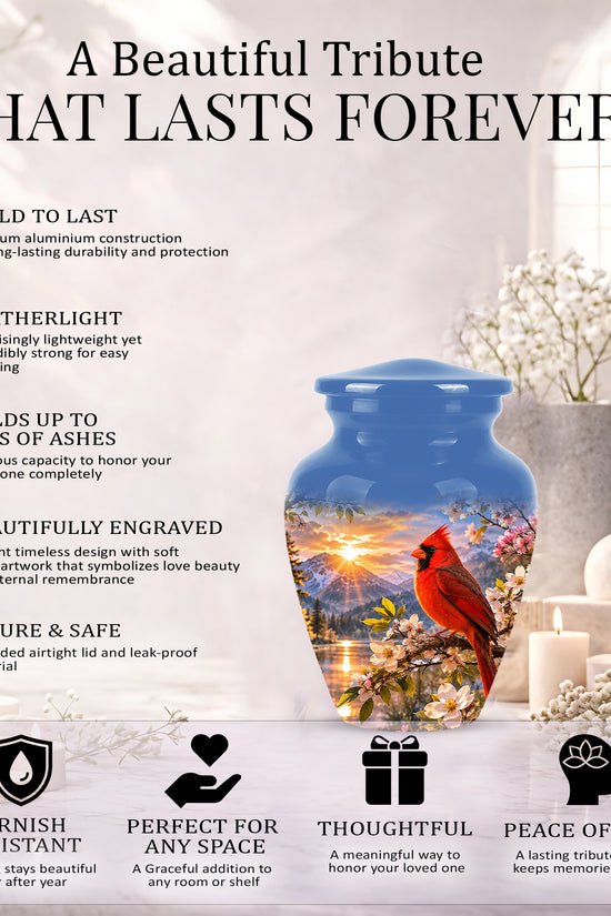 Red Cardinal Bird Cremation Urns - Beautiful Memorial Urns For Ashes