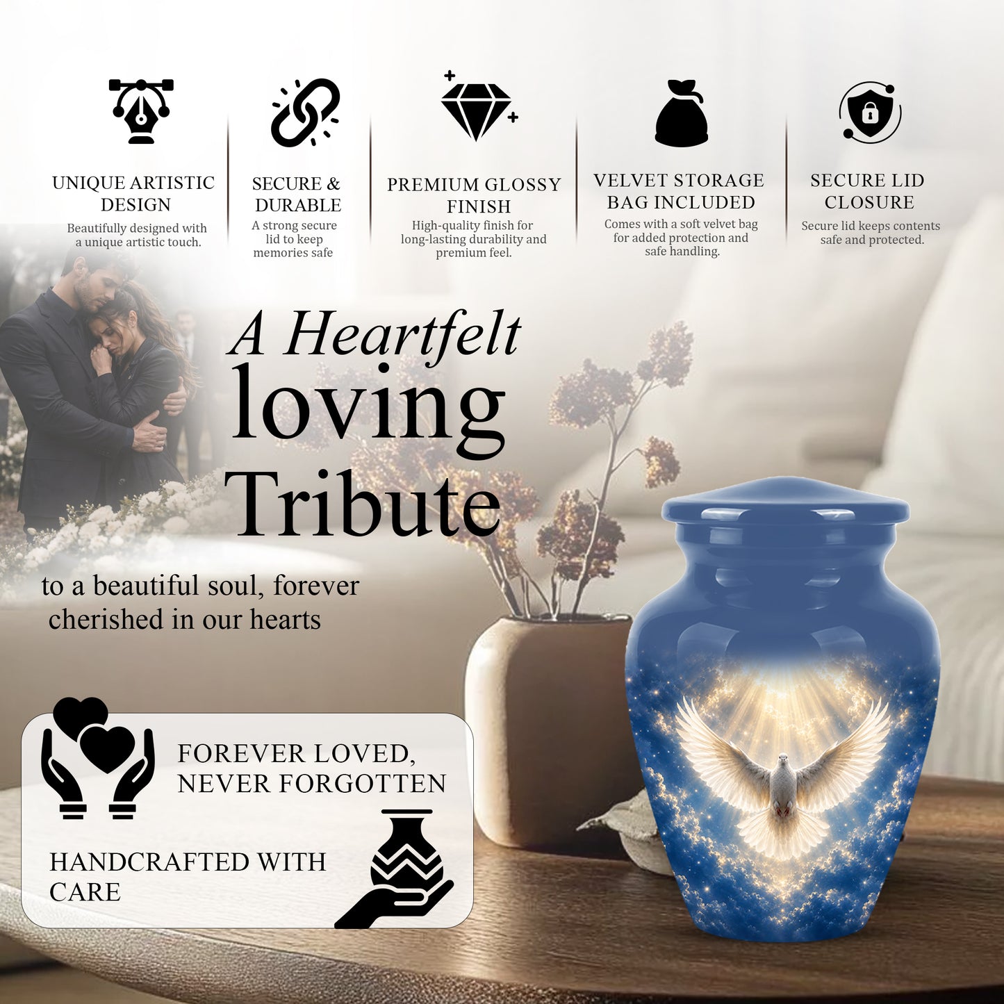 White Dove Cremation Urn - Beautifully Handcrafted Urns For Ashes