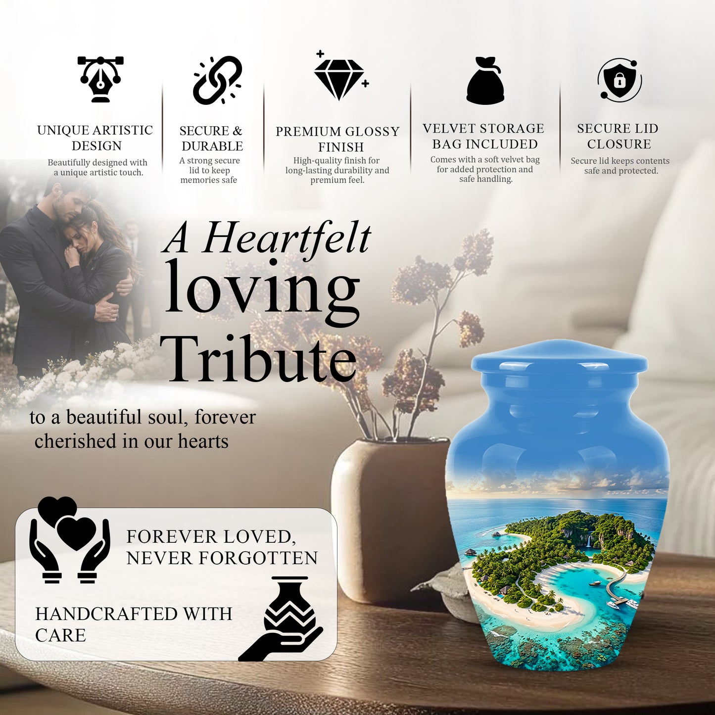 Beach Memorial Urns For Human Ashes - Custom Handmade Urns For Ashes