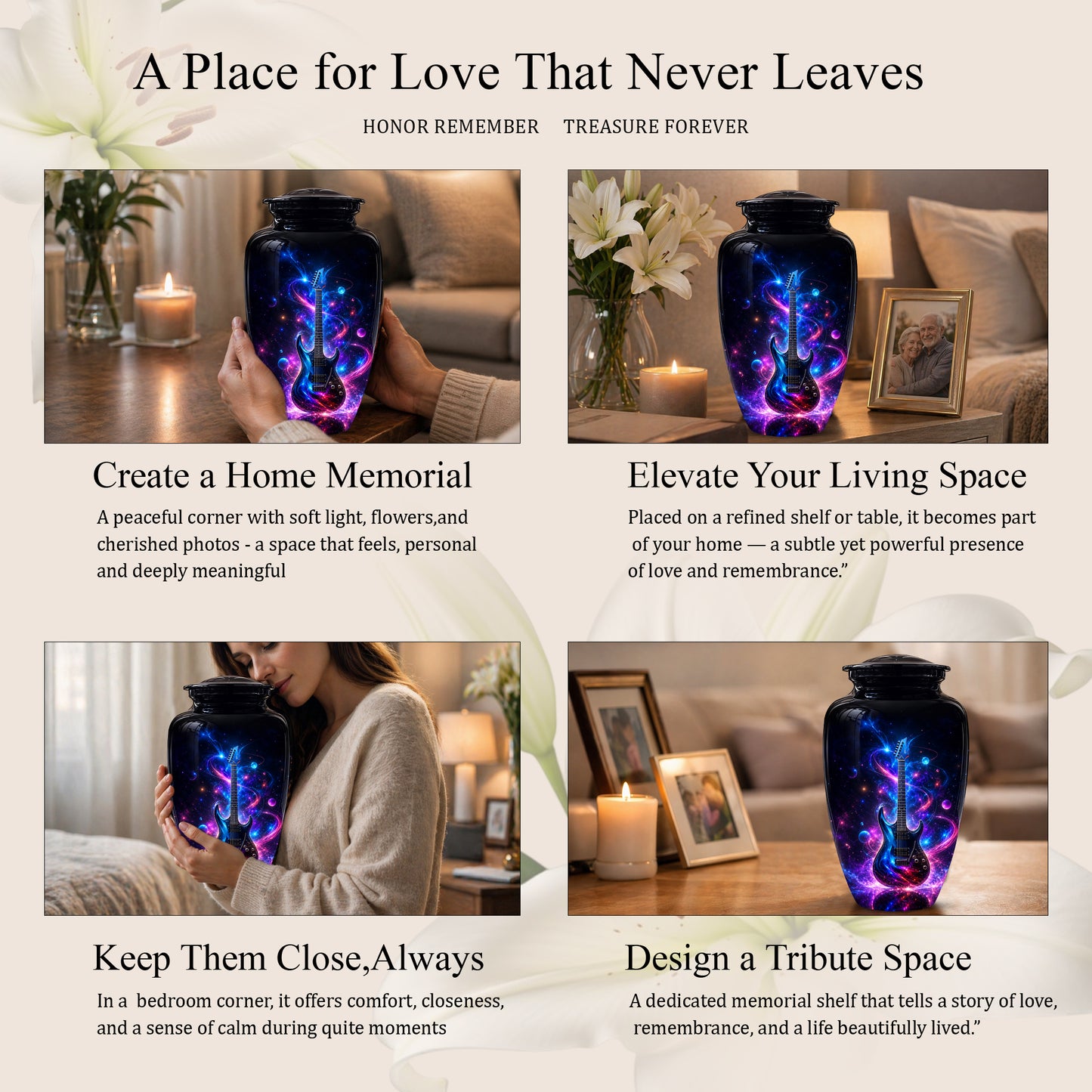 Electric Guitar Cremation Urn - Guitar Memorial Urns For Music Lovers
