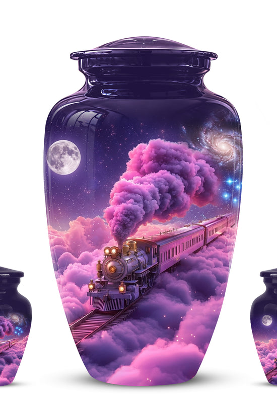 Fantasy Train Cremation Urn – Purple Cloud Memorial Urns For Human Ashes