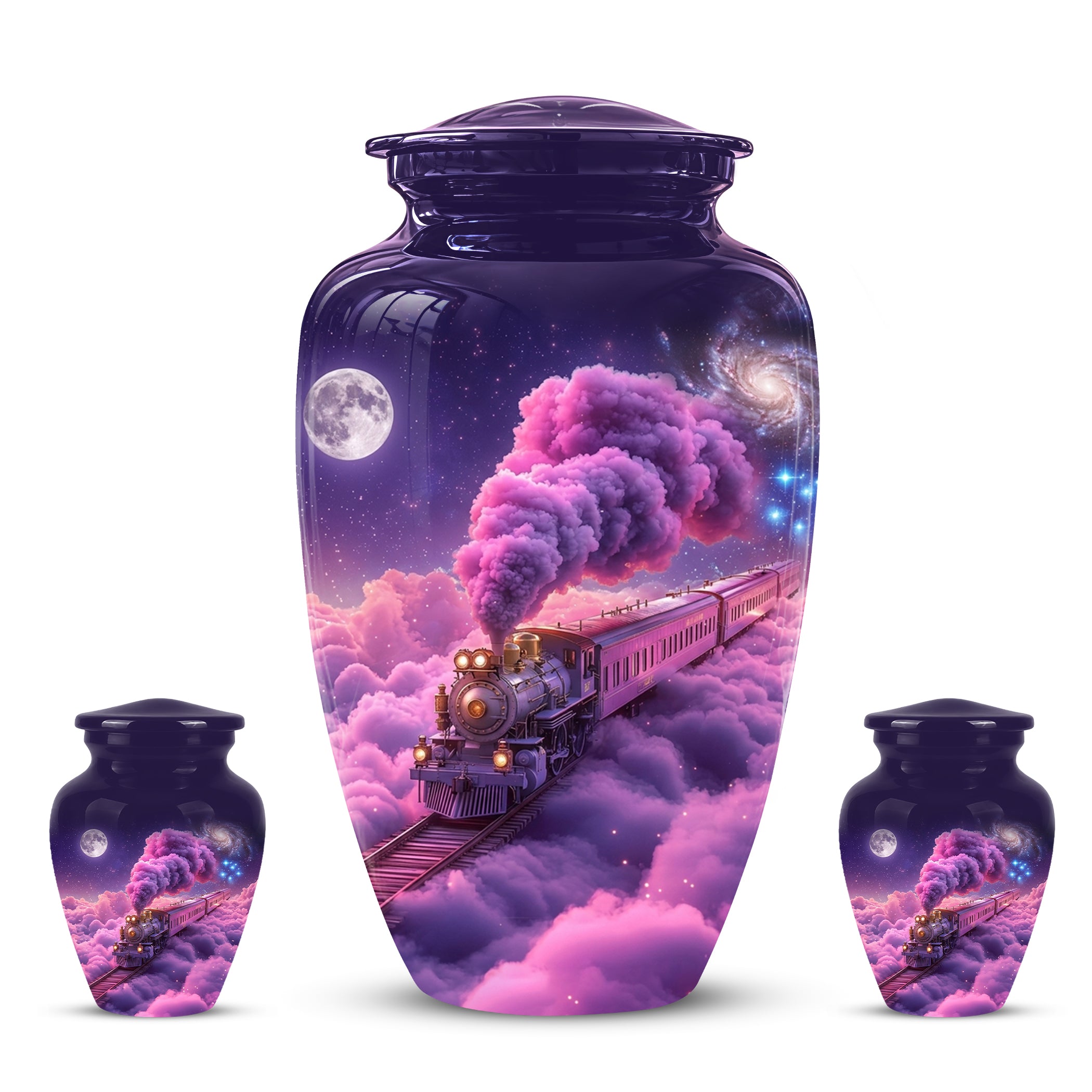 Fantasy Train Cremation Urn – Purple Cloud Memorial Urns For Human Ashes