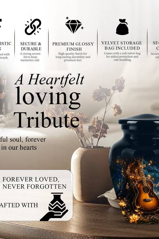 Artistic Guitar Cremation Urn - Starry Night Keep Urn For Music Lovers