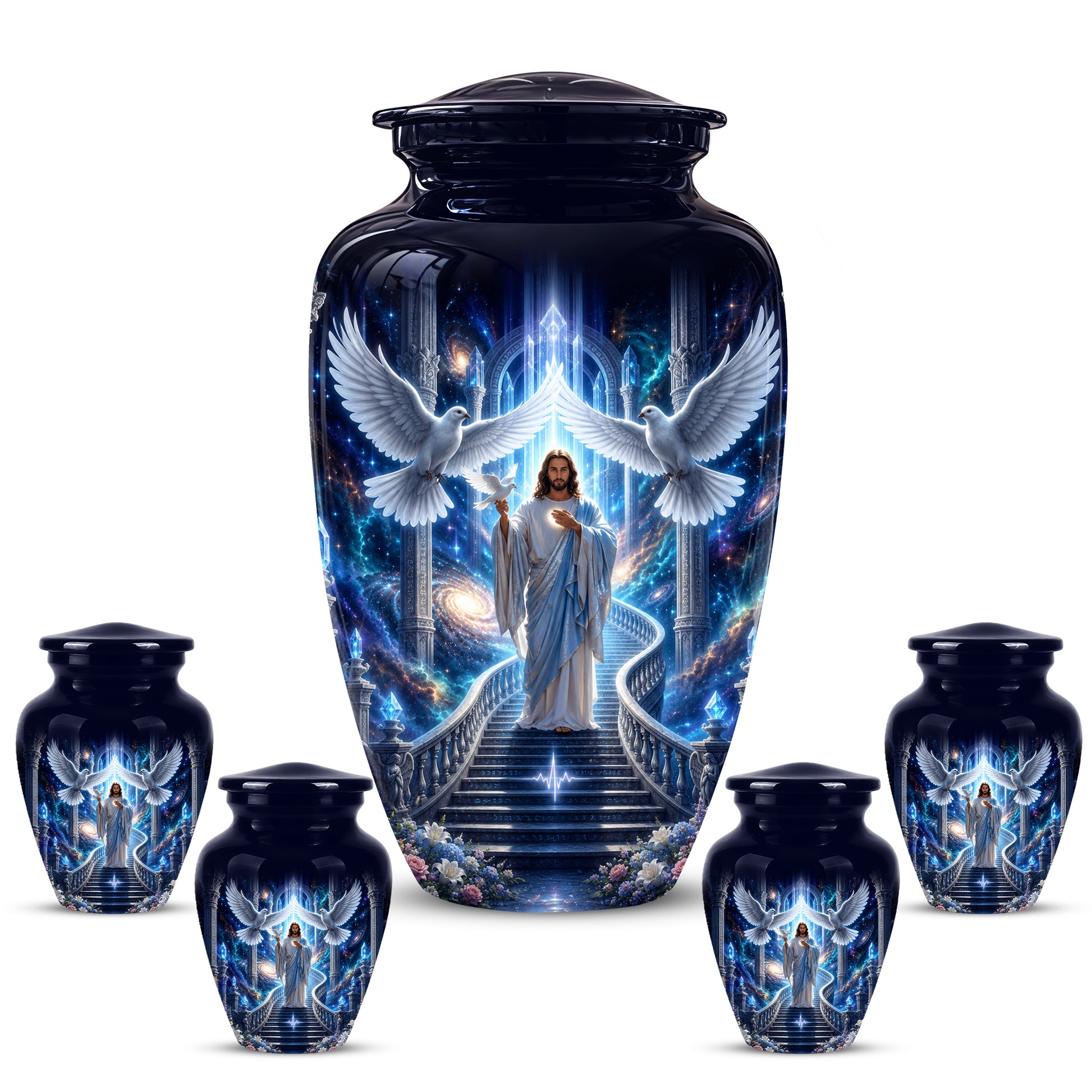 Jesus & White Dove Cremation Urn - Custom Spiritual Urns On Wholesale Price