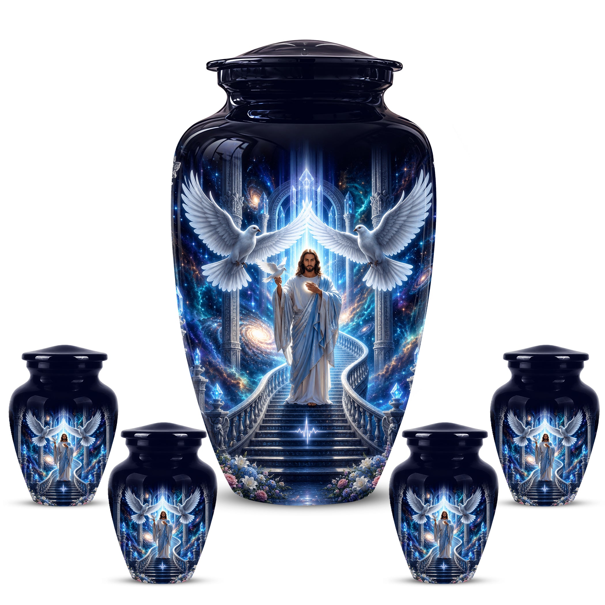 Jesus & White Dove Cremation Urn - Custom Spiritual Urns On Wholesale Price