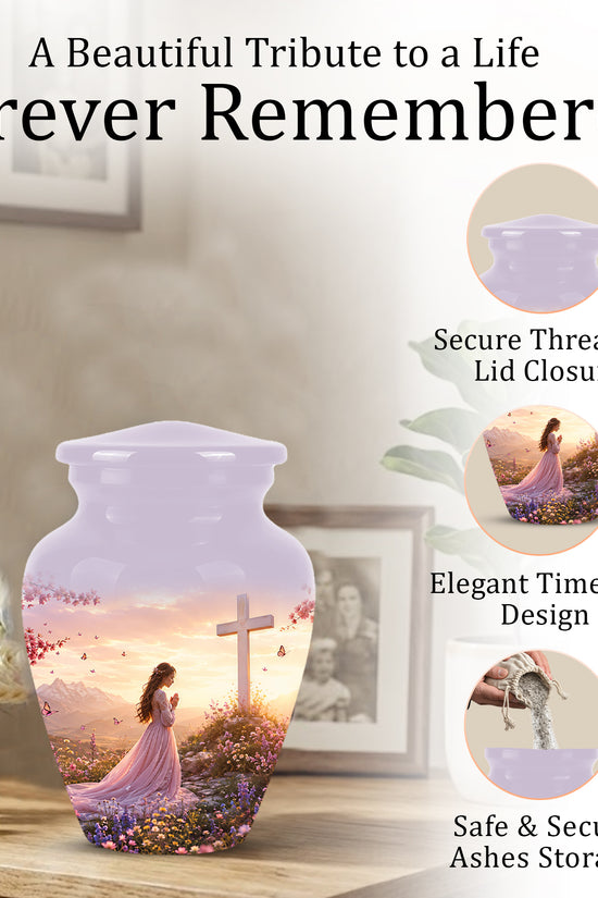 Peaceful Cross Cremation – Personalized Sunset Tribute Urns for Ashes