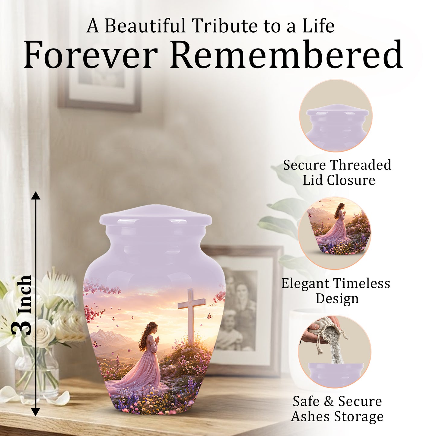 Peaceful Cross Cremation – Personalized Sunset Tribute Urns for Ashes