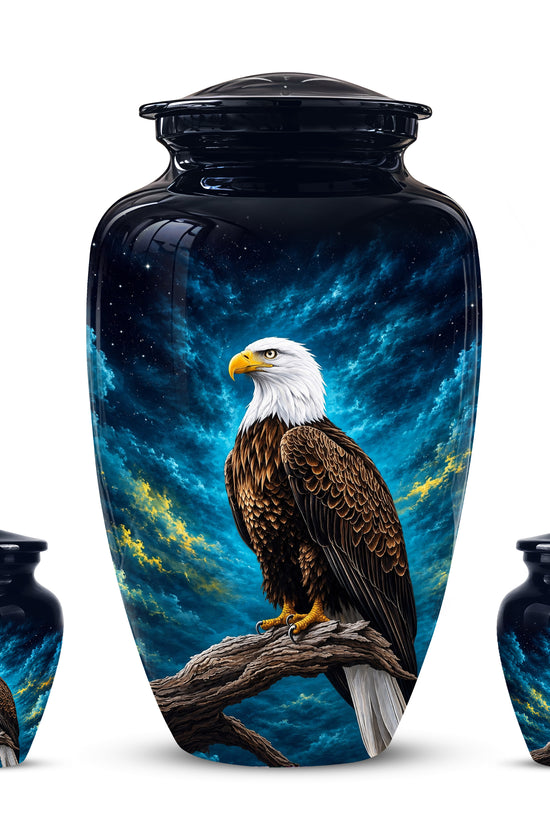 Cosmic Bald Eagle Cremation Urn - Decorative Memorial Urns For Human Ashes
