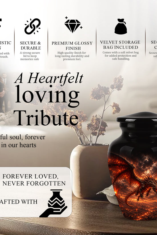 Dragon Fire Cremation Urn - Artistic Mythical Burial Urns For Human Ashes