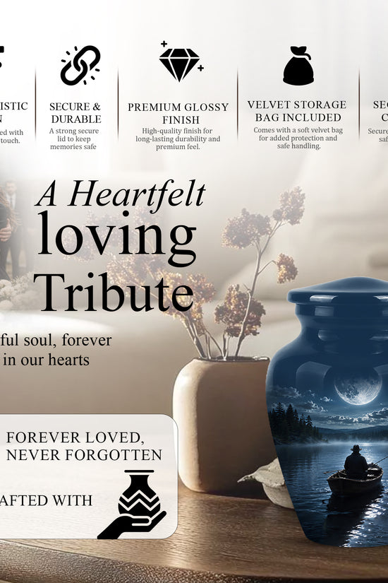 Fishing Memorial Urn - Affordable Night Fishing Themed Urns For Ashes