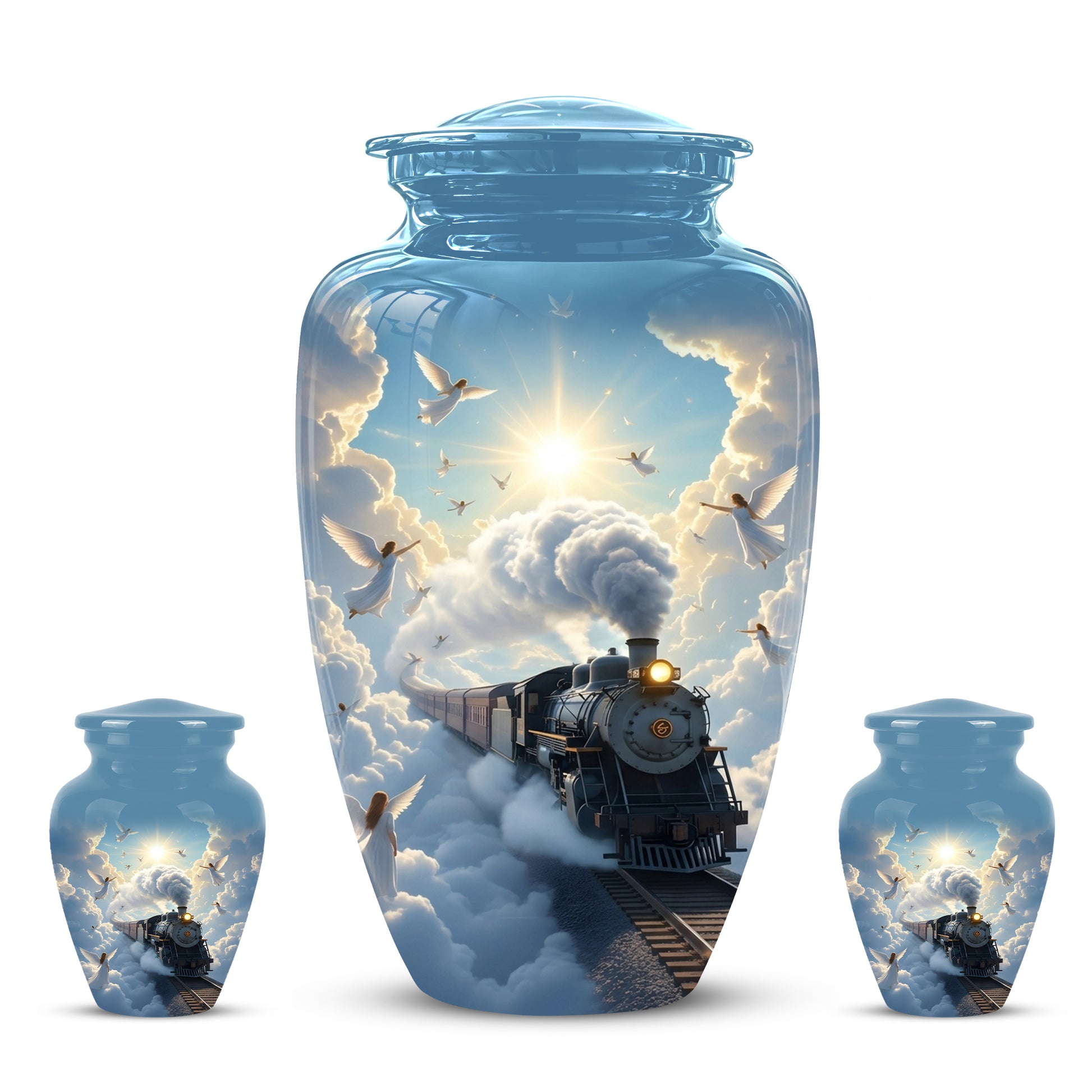 Heavenly Train Cremation Urn – Angel Clouds Memorial Urns For Ashes