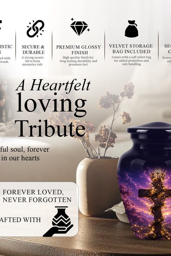 Cross With Crown Cremation Urn for Ashes – Spiritual Memorial Urns