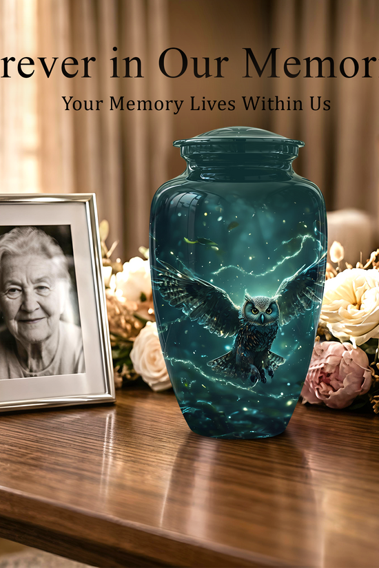 Flying Owl Cremation Urn - Night Owl Burial Urns For Human Ashes