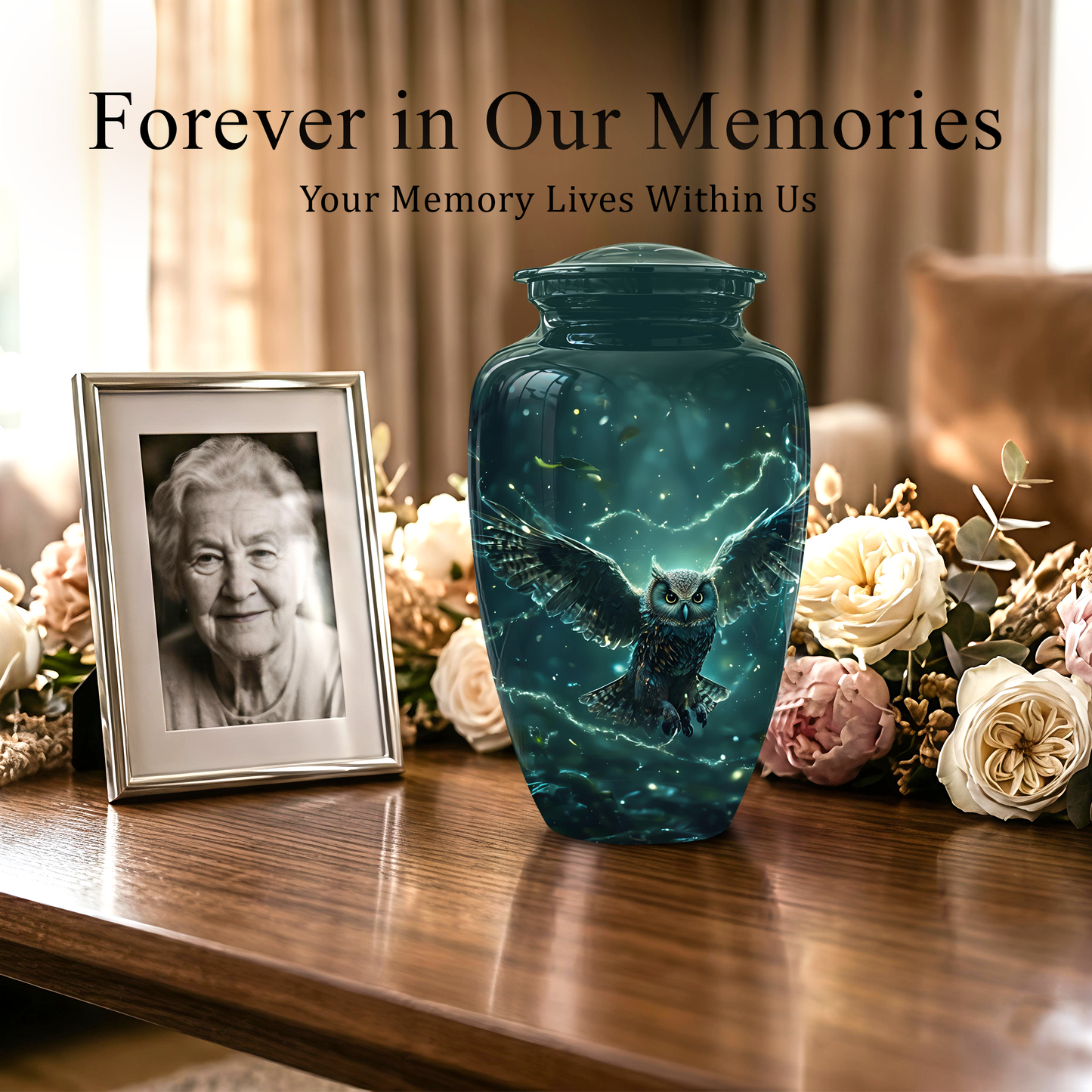 Flying Owl Cremation Urn - Night Owl Burial Urns For Human Ashes