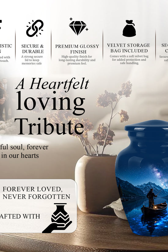 Fisherman Memorial Urn - Night Fishing Urns For Men & Women Ashes
