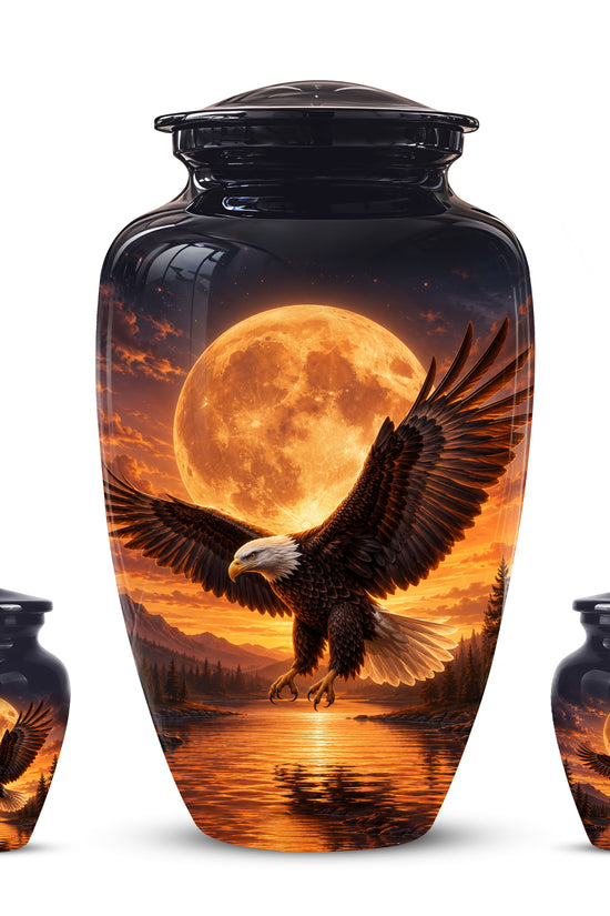 Personalized Flying Eagle Cremation Urn - Celestial Moon Memorial Urns