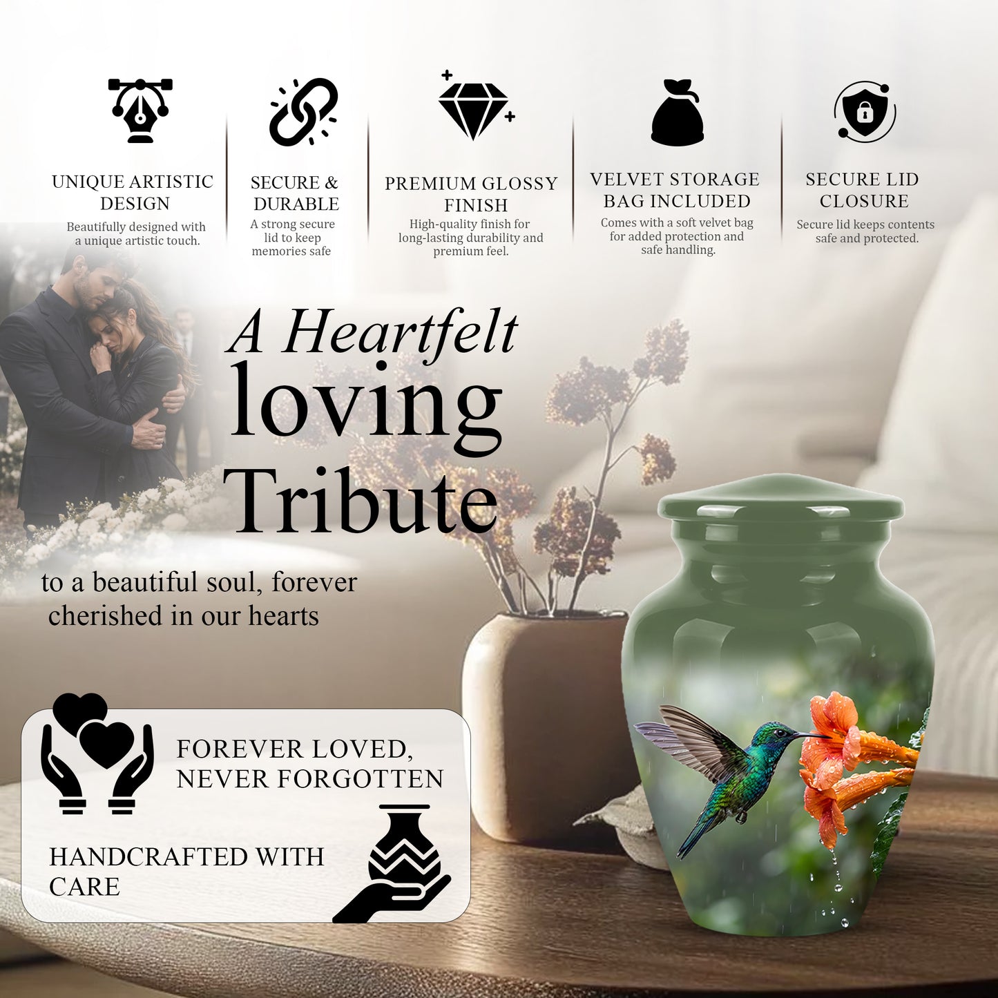 Hummingbird Memorial Urn for Ashes – Nature Inspired Design On Sale