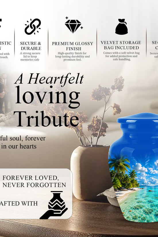 Beach Themed Memorial Urn - Beautifully Handcrafted Urns For Human Ash