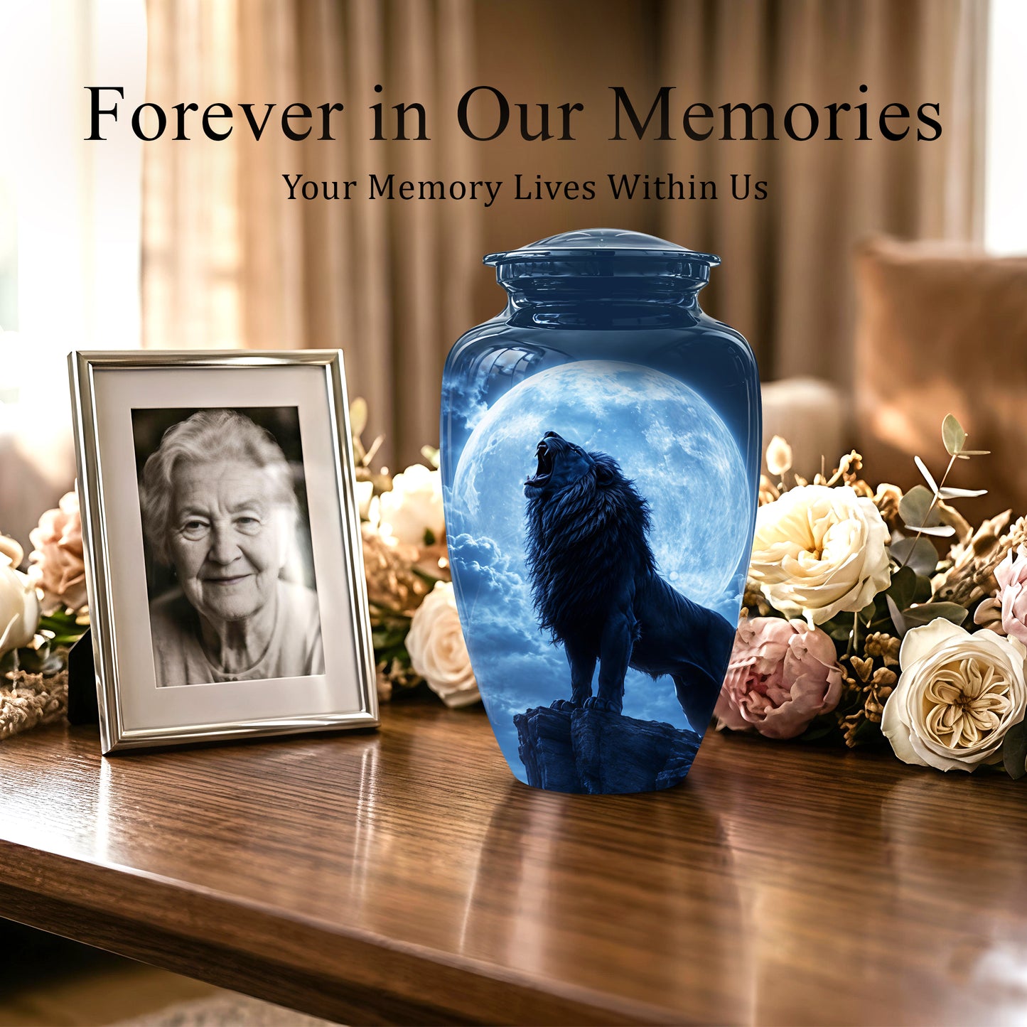 Roaring Lion Cremation Urn - Handcrafted Personalized Urns For Ashes