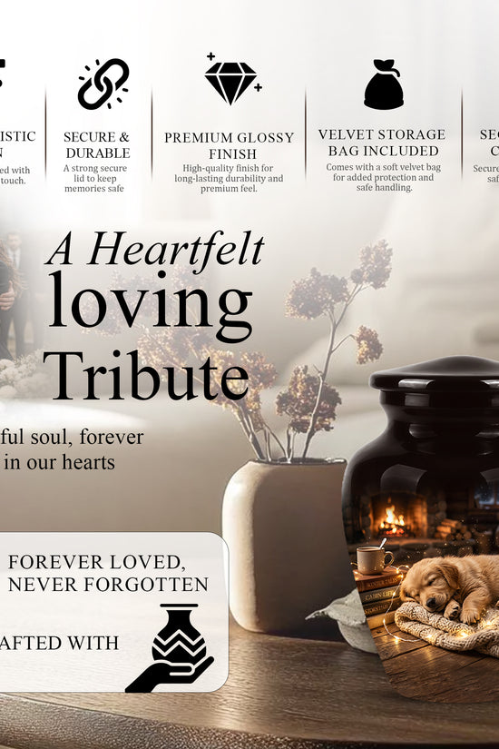 Dog Puppy Cremation Urn - Resting Eternal Memorial Urns For Pet Ashes