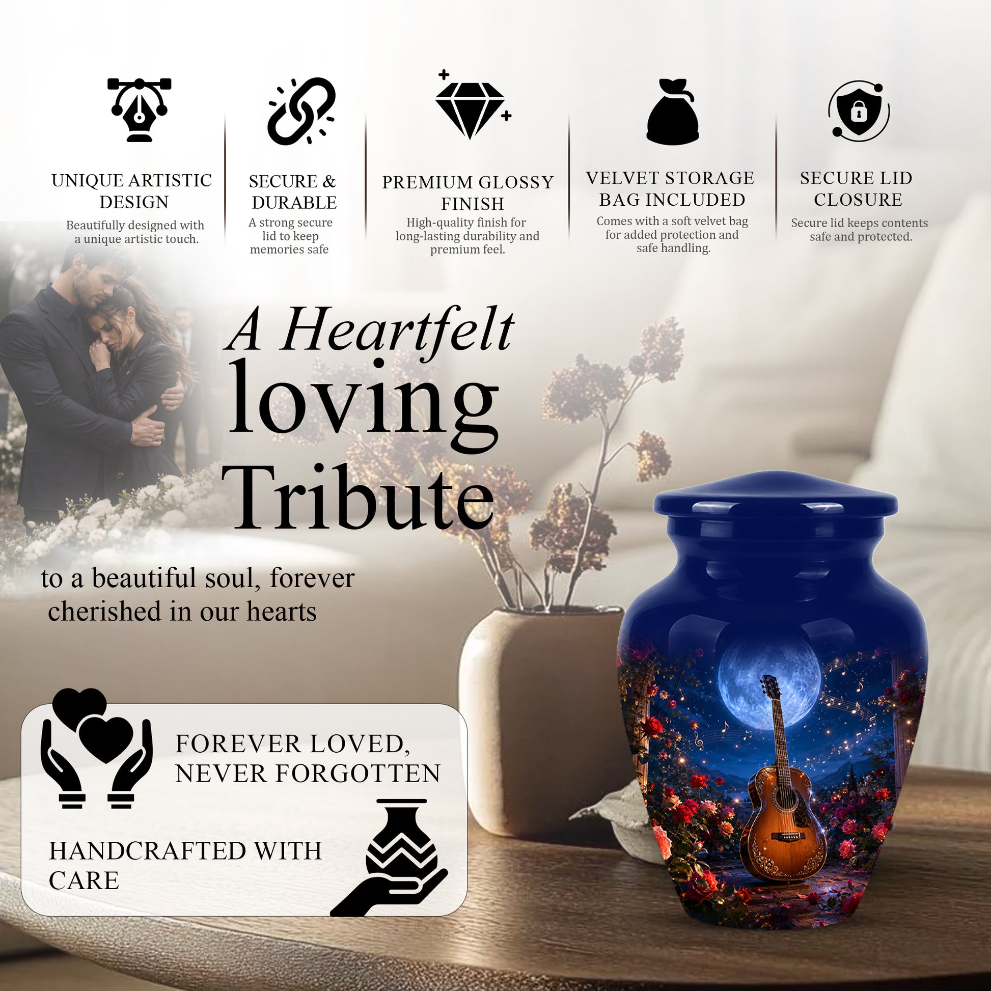 Guitar Memorial Urn - Personalized Cremation Urns For Men&Women Ashes