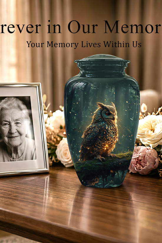 Mystical Owl Cremation Urn - Green Burial Urns For Human Ashes