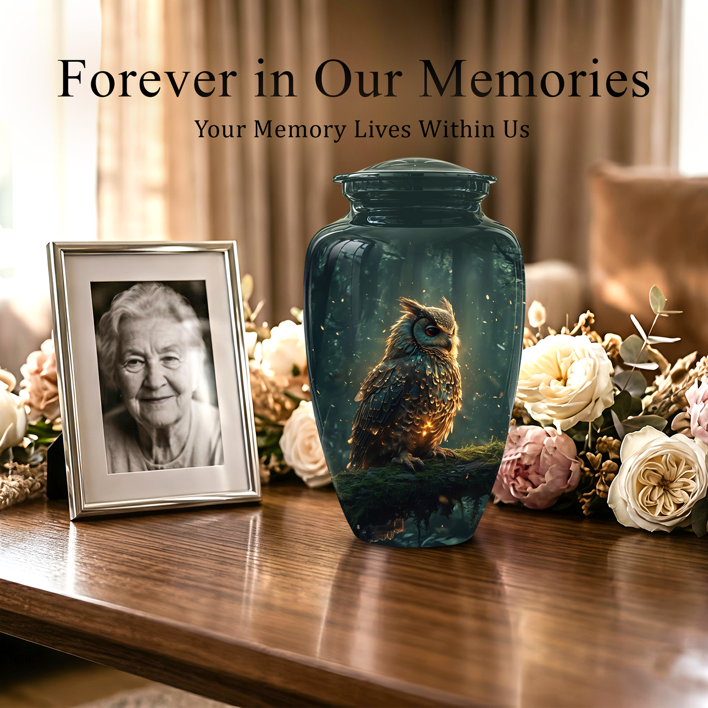 Mystical Owl Cremation Urn - Green Burial Urns For Human Ashes