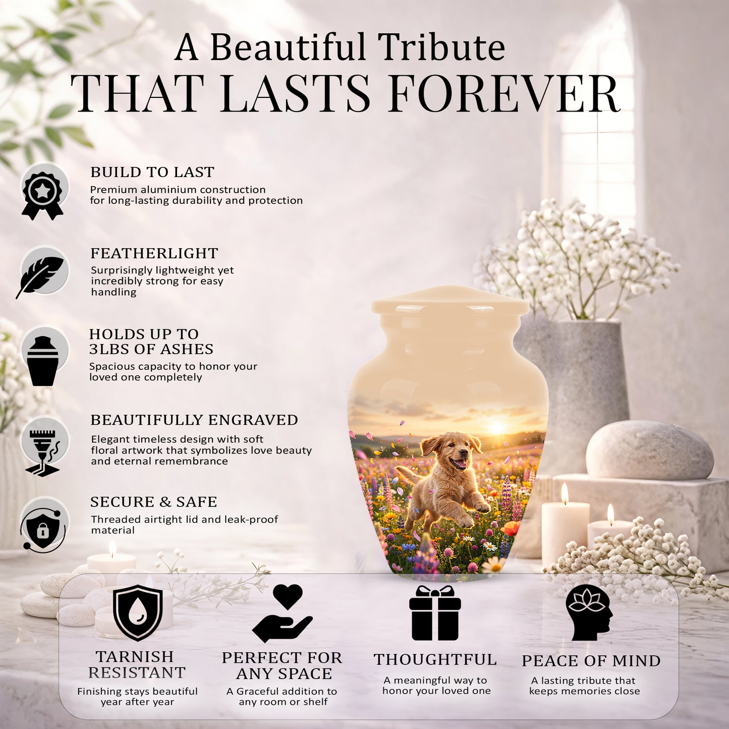 Playing Puppy Cremation Urn - Custom Memorial Urns For Pet Dog Ashes