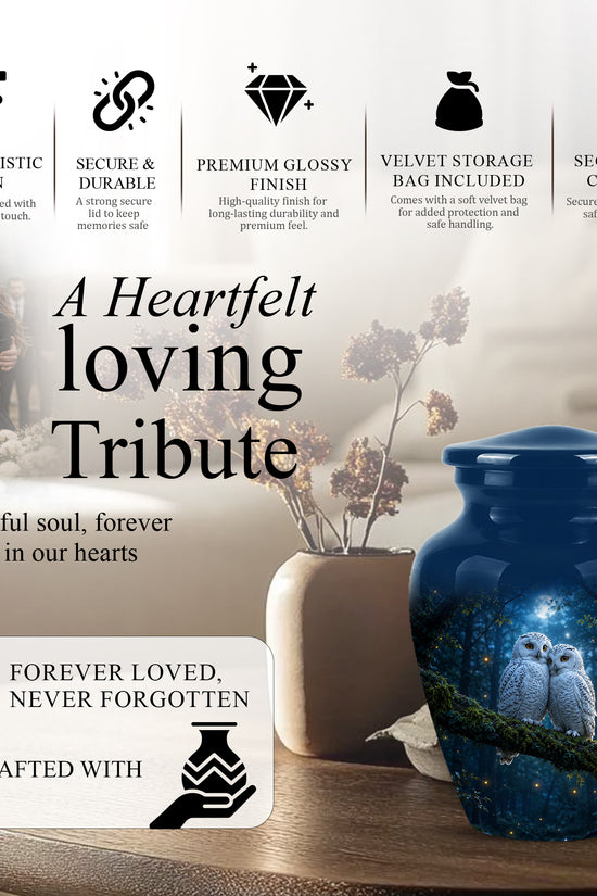 Starry Night Couple Owl Funeral Urn - Owl Funeral Urns For Loved Ones