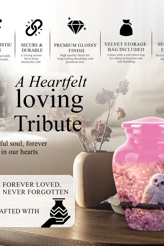 Baby Owl Cremation Urn for Ashes – Handcrafted Personalized Burial Urn