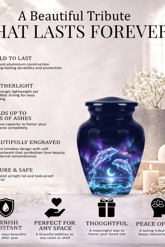 Dolphin Cremation Urn - Artistic Moonlight Memorial Urns For Ashes