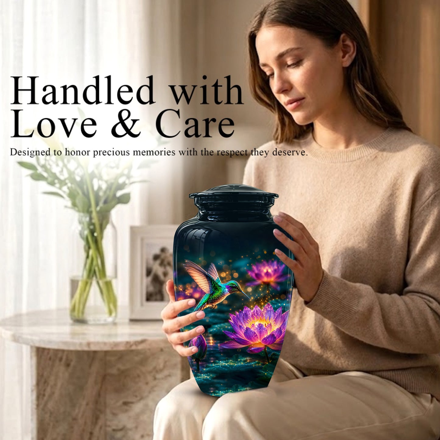 Beautiful Handcrafted Hummingbird Urn - Custom Memorial Urns For Ashes