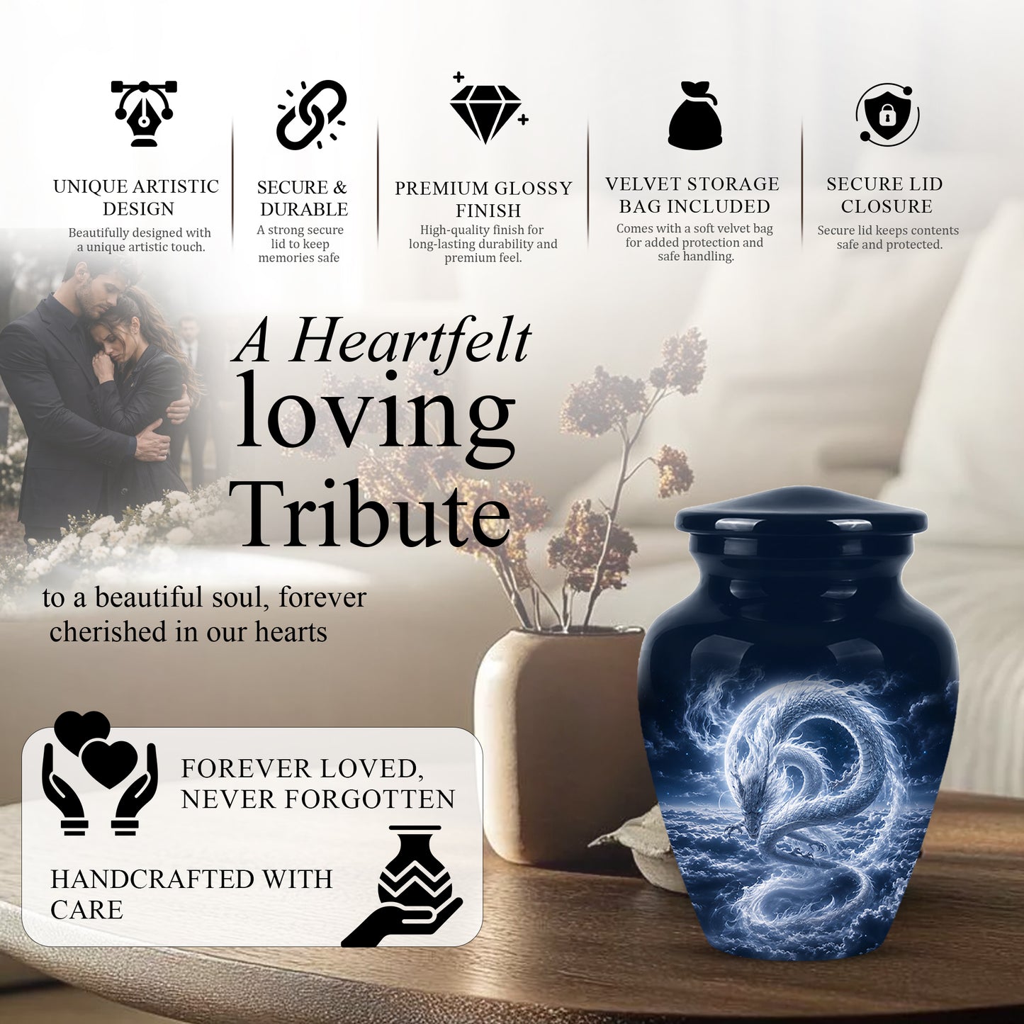 Dragon Cremation Urn - Unique Custom Memorial Urn For Human Ashes