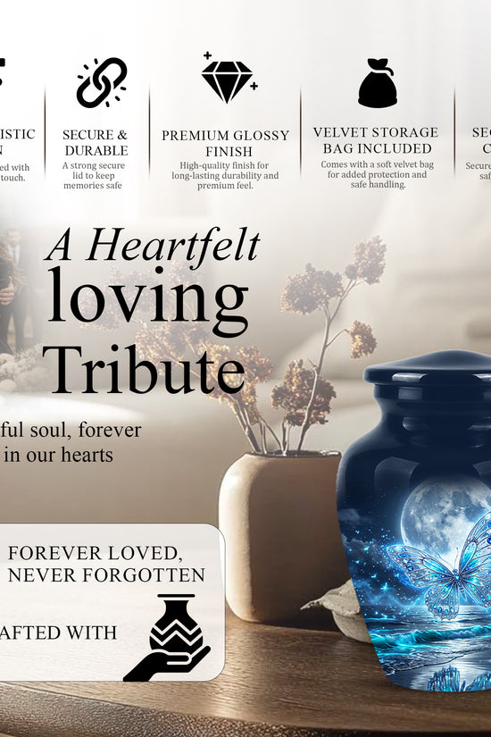 Beautiful Butterfly Burial Urn - Custom Memorial Urns For Women Ashes