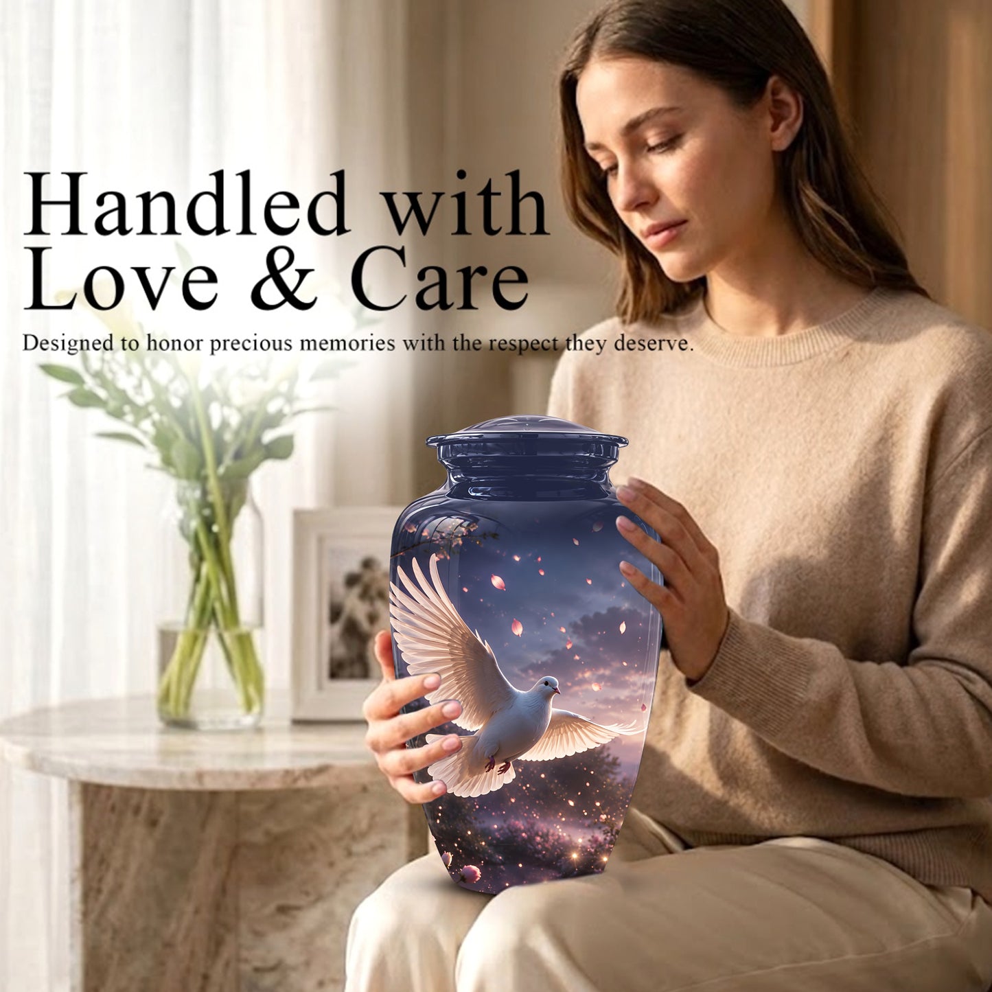 Flying White Dove Cremation Urn - Classic Memorial Urns For Adult Ashes