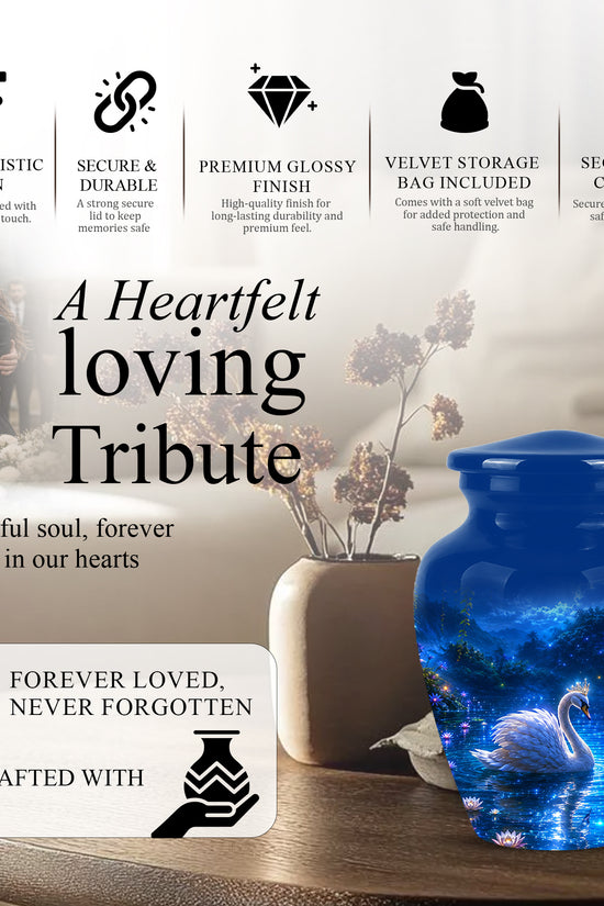 White Swan Memorial Urn - Custom Cremation Urns For Men & Women Ashes