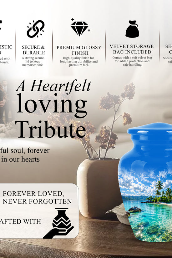 Beach Themed Burial Urn - Personalized Cremation Urns For Human Ashes