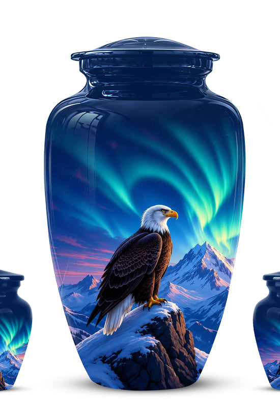 Personalized Bald Eagle Cremation Urn - Northern Lights Memorial Urns For Ashes