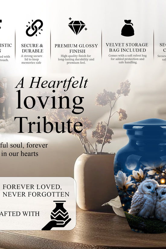 Owl Couple Cremation Urn - Beautiful Memorial Urns For Lover's Ashes