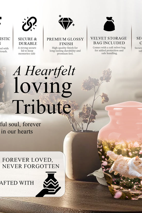 Fluffy Cat Pet Cremation Urn - Beautiful Pet Memorial Urns For Ashes