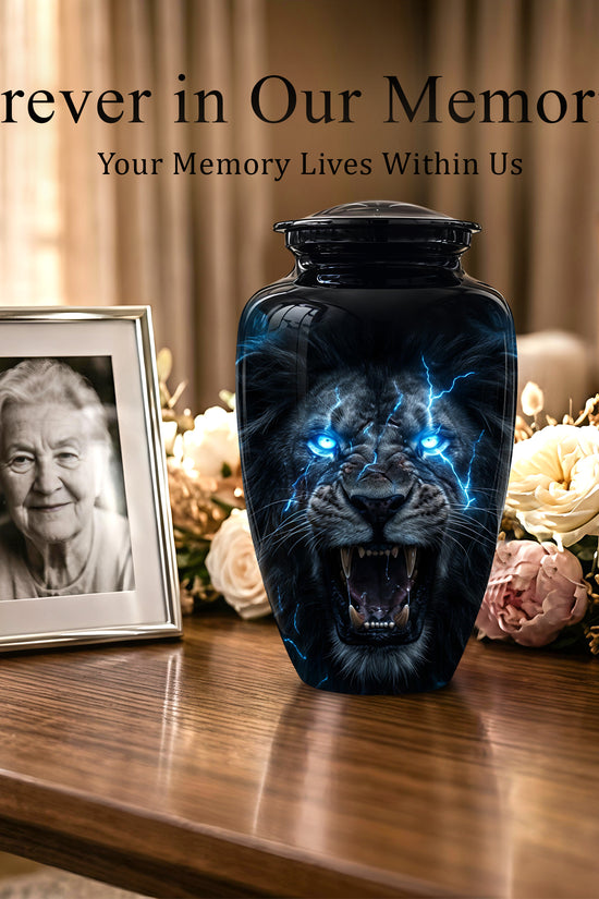 Black Lion Memorial Urns - Custom Handmade Burial Urns For Human Ashes