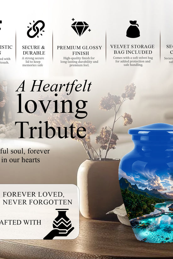 Beach Themed Cremation Urn - Personalized Burial Urns For Human Ashes