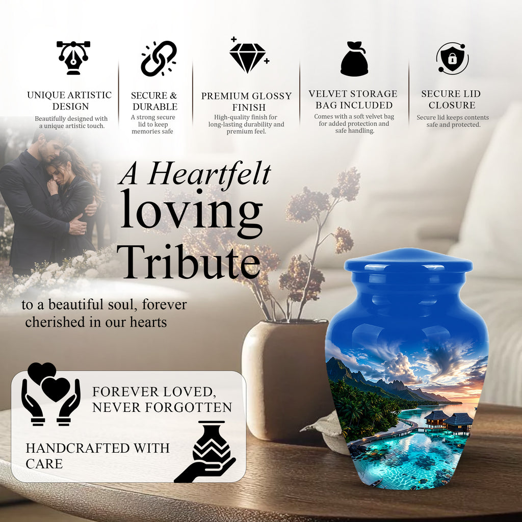 Beach Themed Cremation Urn - Personalized Burial Urns For Human Ashes
