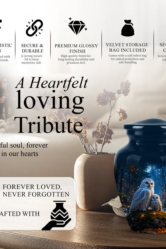 Owl With Owlet Themed Urn - Custom Cremation Urns For Human Ashes