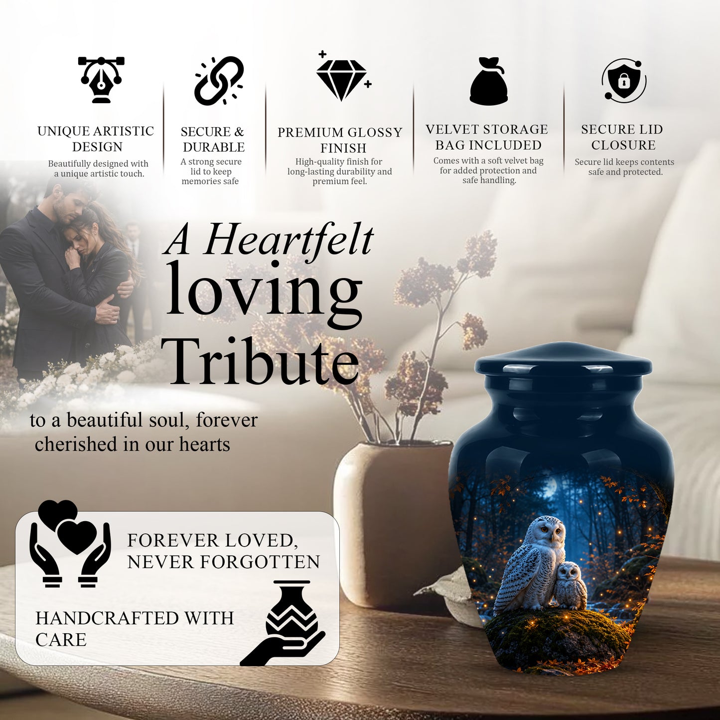 Owl With Owlet Themed Urn - Custom Cremation Urns For Human Ashes