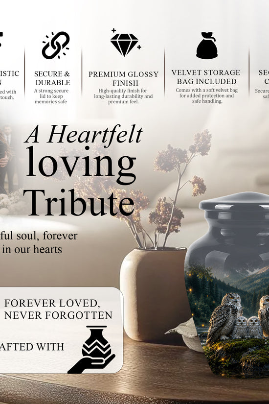 Owl Family Cremation Urn for Ashes – Beautifully Custom Memorial Urn