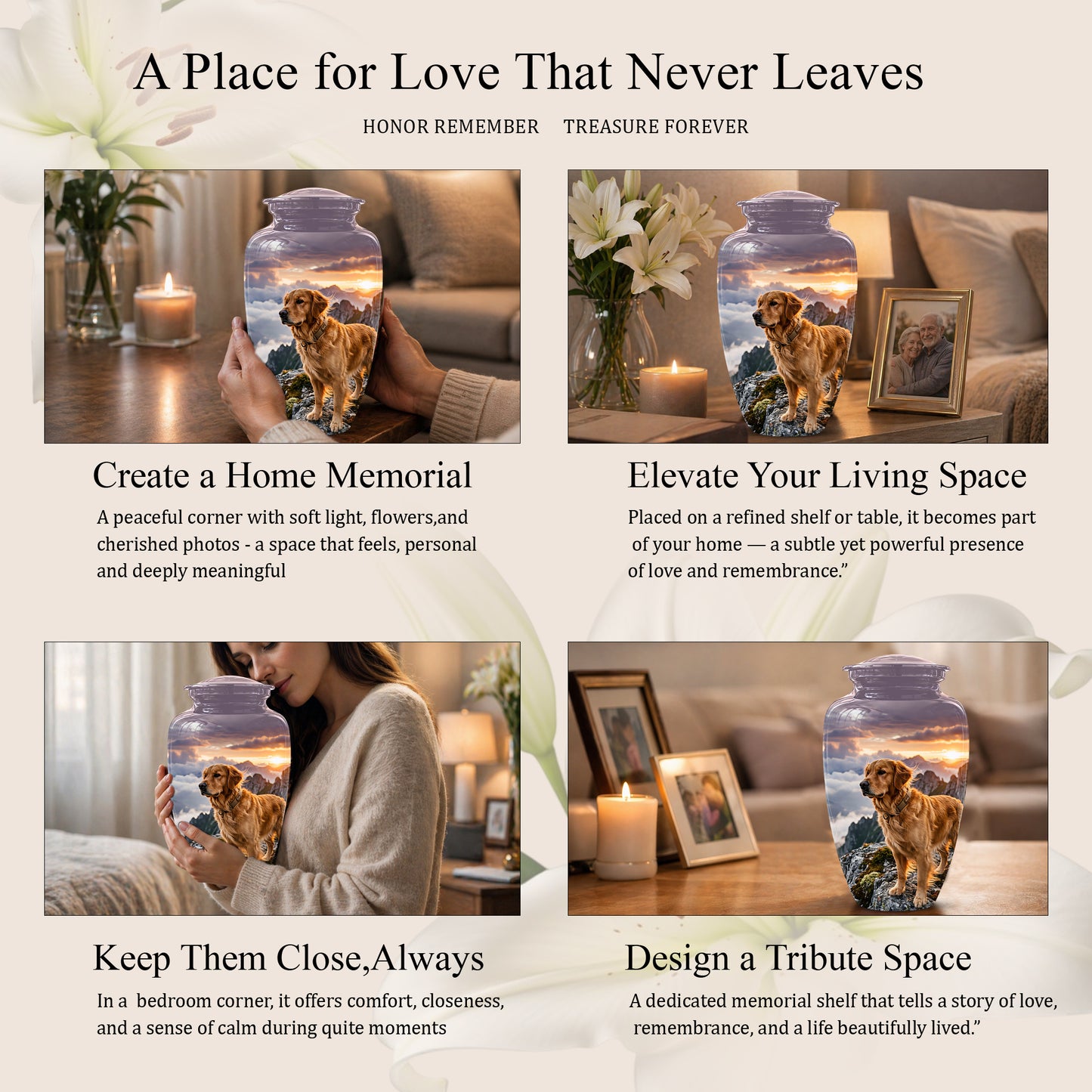 Golden Retriever Themed Urn - Handcrafted Custom Urn For Pet Dog Ashes